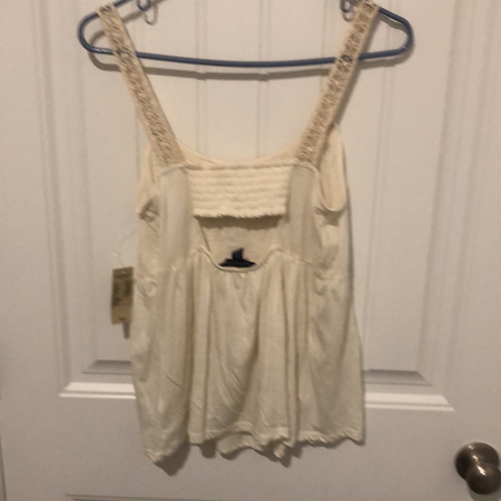 America Eagle Outfitters NWT crochet cream tank top open back small petite - Picture 4 of 11
